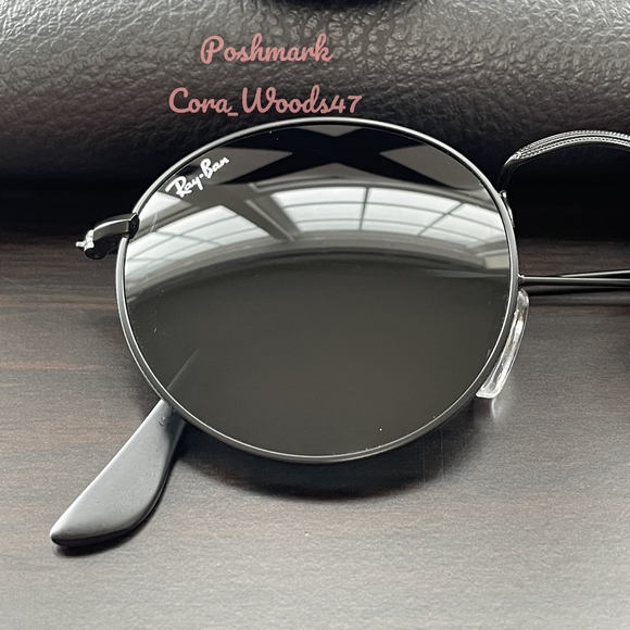 RayBan Round Metal Black Lenses RB3447 Black Frame Unisex New - Picture 3 of 15